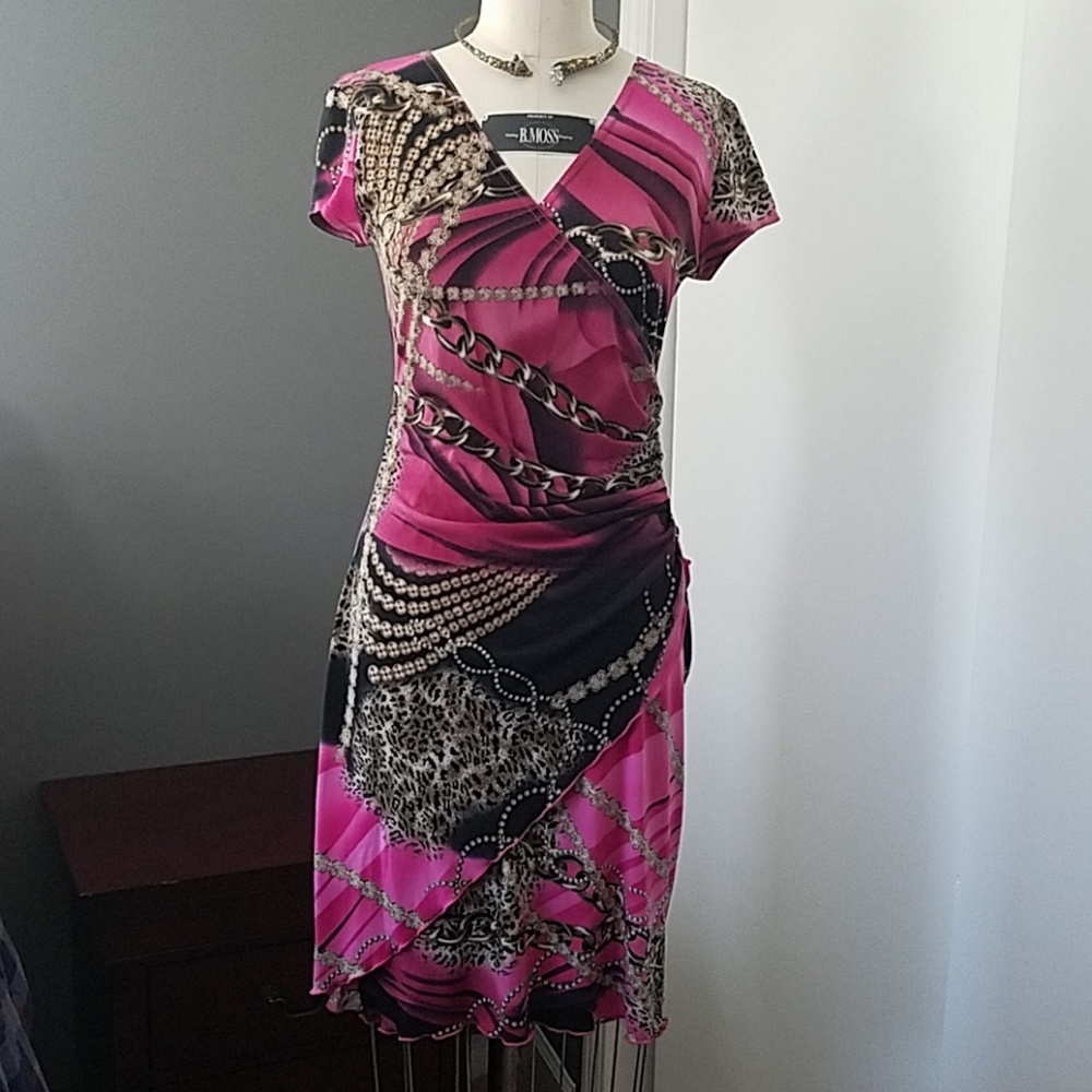 JOSEPH RIBKOFF Pink Wrap Dress